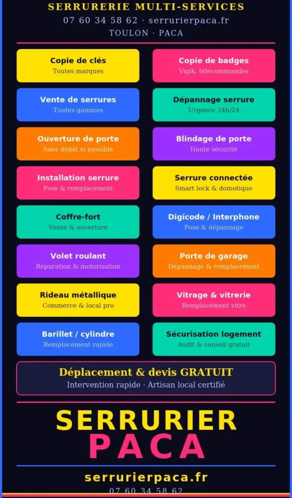 services de la serrurerie à Toulon