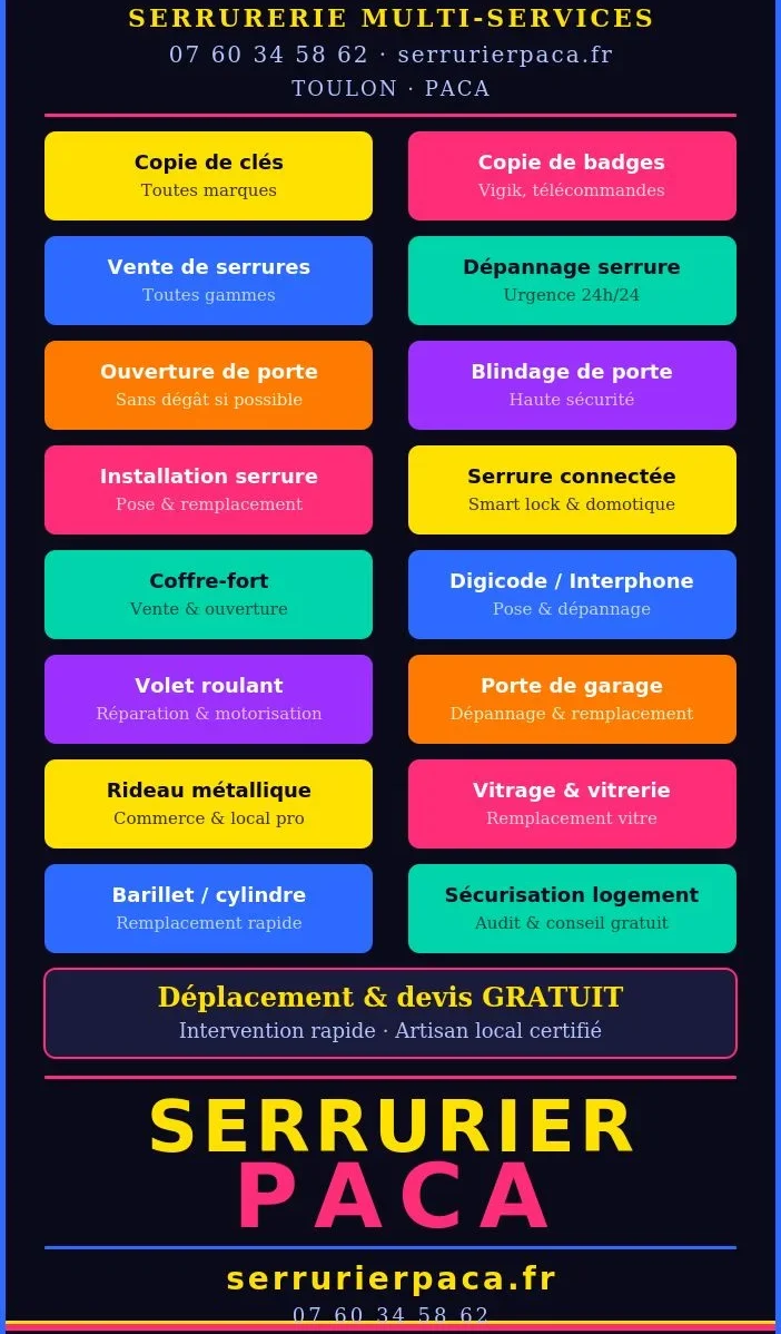 services de la serrurerie à Toulon